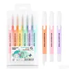 Surligneurs 6 couleurs marqueurs pastel effaçables double pointe stylo fluorescent pour art Ding Doodling marquage école bureau papeterie Drop D Dhy9D