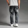 Jeans masculinos rasgados para homens azul preto denim mens jean homme harem hip hop plus size calças 44 46 48 uomo fashions jogger pa305q
