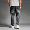 Мужские джинсы, разорванные для мужчин Blue Black Denim Mens Jean Homme Harem Hip Hop Plus Bunders 44 46 48 Uomo Fashions Jogger PA208A