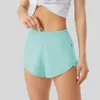 Shorts femininos de grife Lu Yoga Fit Bolso com zíper cintura alta secagem rápida Train Lulus curto estilo solto respirável Hp6x 23ss