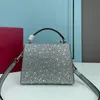 Borsa a tracolla da sera con diamanti Borse da donna firmate Catene Borse a tracolla Lettere di moda Borsa a tracolla con rivetto inferiore Tracolla rimovibile Borsa con fibbia magnetica 2515