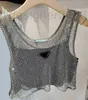 Dam T-shirt Designer Triangel Badge Diamond Tank Tops Dam Sling 2 st Set Camis för kvinnor Sexiga ärmar sommarväst CWBJ