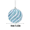 Party Decoration 8cm Blue Glitter Christmas Baubles Ornament Ball inlaid Pearls Home Garden For Tree I5k2