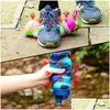 Water Bottles Rainbow Sile Folding Bottle Outdoor Portable Camouflage Telescopic Cup Sports Kettle Mountaineering Cam Equipment With Dhsl5