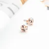 Clover and Ladebird Stud أقراط Rose Gold مع صندوق أصلي لـ Pandora 925 Sterling Silver Fashion Party Jewelry for Women Girlsy Girlfin