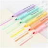 Surligneurs 6 couleurs marqueurs pastel effaçables double pointe stylo fluorescent pour art Ding Doodling marquage école bureau papeterie Drop D Dhy9D