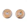 Pendanthalsband Natural Stone Donut 30mm Round Circle P￤rlor smycken svarta agater Opal Crystal Tiger Eye Wholesale 6pcs/Lot QBN479