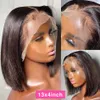 Nxy Lace Wigs Bob Front for Women for Women Preucked Brazilian 13x4 HD Frontal 5x5閉鎖ストレート230106