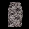 Gonne Estate Corta da donna Elegante Casual Vita alta Stampata Anca avvolta in cotone di nylon Minigonna Abbigliamento moda coreana A109