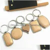 Key Rings Metal Wood Keychains Chain Ring Round Heart Rec Simple Diy Blank Wooden Car Pendant Holder Fashion Gifts Keyrings Drop Del Dhrx4