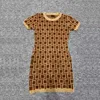 Women Casual Dresses Classic Knit Dress Fashion Letter Pattern Summer Short Sleeve High Quality Womens Clothing