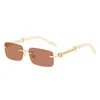 Rectangle Lunettes de soleil sans bordure Men de luxe Designer Sun Verres Sun Buffalo Lentes en bois de Sol surdimension