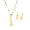 Pendant Necklaces European And American Stainless Steel Five-Pointed Star Necklace Earrings Three Sets