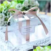 Hediye sargısı 5x5x5cm pvc Clear Candy Boxes Düğün Süslemeleri Parti Malzemeleri Kutu Bebek Gösterilen Şerit 220331 Damla Teslimat Ho Dhtty