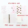 DOMIKEE Söt Kawaii Glitter Transparent PVC Binder Notebooks Office School Refillable Agenda Planner Organzier Stationery