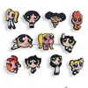 Akcesoria części butów Charms Hurtowe wspomnienia z dzieciństwa The PowerPuff Girls Funny prezent Cartoon Croc Pvc Dekoracja klamra miękka dhp4a