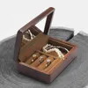 Jewelry Pouches Vintage Magnetic Buckle Trinket European Style Travel Display Wooden Box Bedroom Earrings Necklace Storage Portable