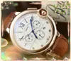 plein fonctionnel quartz mode mens horloge montres chronomètre 43mm sous cadrans travail ceinture en cuir véritable gros cadeaux masculins montre-bracelet relogio masculino