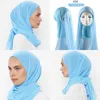 Abbigliamento etnico Musulmano Underscarf Donne con corda Scialle in chiffon Velo Hijab Sciarpa a testa Turbanti per copertura interna islamica Copricapo TurbanteEtnico