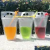 Water Bottles Plastic Drink Pouch Bags With Sts Zipper Disposable Drinking Container Party Tableware Drop Delivery Home Garden Kitch Dhevg