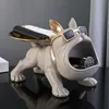 Decorative Objects Figurines Cool French Bulldog Butler Dcor with Tray Big Mouth Dog Statue Storage Box Animal Resin Sculputre Figurine Home Gift 230107