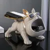 Decoratieve objecten Beeldjes Cool Franse Bulldog Butler Decor met dienblad Grote mond Hond Standbeeld Opbergdoos Dier Hars Sculputre Beeldje Home Gift 230107