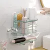 Hooks Curling Iron And Hair Dryer Integrated Storage Rack Toothbrush Cosmetics Without Punching Wall Hanging Bathroom Accessories