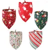 Dog Collars Christmas Pet Collar Costume Scarf Bandana Santa Claus Printed Neck Bandage Bibs Dressing Accessories