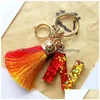 Key Rings Custom Keyrings Keychain Initial Letter Car Chains Ring Holder Az Tassel Pendant Bag Charms Accessories Fashion Gift Jewel Dhksm