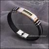 Bracelets de charme masculino aço inoxidável Sile Bracelete preta simples Borracha Novo design Punk Punk Bangle para Jewelry Gift 295 OTP2W