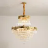 Kroonluchters Modern D65cm H72cm Brass E14 AC Luxe kristal brons Iron binnenverlichting voor woonkamer en restaurantkroonluchter