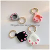 Porte-clés Pet Cat Paw Airtags Air Tags Locator Tracker Ers Sile Étui de protection Anti Lost Antiscratch Fall Device Cartoon Keychains Dhu2Z