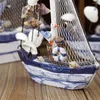 Decorative Figurines Sailing Boat Model Wooden Nautical Decor Furnishing Shell Home Toys Bedroom Children Office Mini Retro Props Gift