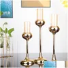 Candelas Ornamentos de ouro Decoração de casamento Metal romântico Candlestick Table Home Dinners Dinners Delivery Gard Dhouw