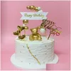 Autres fournitures de fête festives Lumière Luxe Mignon Géométrique Ours Gâteau Topper Europe Style Décorations D'anniversaire Décoration Enfants Garçon Gi Dhajh