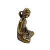 Decorative Figurines Chinese Buddhism Pure Copper Bronze Sakyamuni Buddha Statue Table Ornament Heart Brass Antique Tea Pet Orname