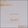 Pendant Necklaces Stainless Steel Letter Necklace Women Gold Sier Rose English Word Good Luck For Friends Drop Delivery Jewelry Penda Otsr6