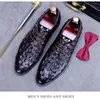 Anzugschuhe aus Leder für Herren, Business-Stil, Alligator-Print, britischer Stil, lässig, runder Kopf, trendige Schnür-Anzugsschuhe