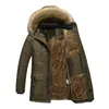 Men's Jackets Solid Color Thick Warm Winter Parka Fleece Fur Hood Jacket Coat Military Cargo Mediumlong s Overcoat 230107