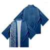 Chemises décontractées pour hommes 2023 Motif à rayures bleues Chemise imprimée Vêtements Summer Fashion Beach Style T-shirt Kimono pour hommes