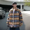 Herr ull blandar hybskr vinter vintage pläd ull män rockar koreanska streetwear casual lösa jackor mode manlig hip hop ytterkläder 230107