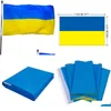 Banner Flaggor Ukraina Flagga 3Ftx5Ft Ukrainian National 150X90Cm Med mässingshylsor Drop Delivery Hemträdgård Festliga festtillbehör Dha8F