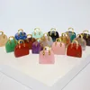 Gold Natural Stone Mini Bag Charms Ornament Healing Crystal Reiki Gemstone Pendant Crafts Home Decoration Gift