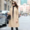 Women's Leather Women Genuine Jacket With Natural Collar Long Slim Real Parka Warm Winter Sheepskin Coat GG1988