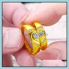 Para pierścionki Moda Kreatywny szczebel z złotymi pary ślubnej panabata walentynki Prezent Diamond Love Biżuteria Downot Dhdvz