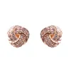 Rose Gold Love Heart Knot Stud Earrings for Pandora Authentic Sterling Silver Wedding Jewelry For Women Girls CZ Diamond Girlfriend Gift Earring with Original Box