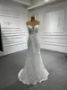 Mermaid wedding dress Gorgeous strapless lace detachable train bride dress SM67180