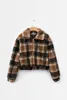 Women's Down 2023 Autumn And Winter Wear European American Short Plaid Splicing Thickened Lamb Wool Coat