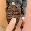 Skirts 2023 Y2k Women's Irregular Fashion Temperament Side Open Leopard Print Hip Short Gothic