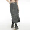 スカートプレッピーハラジュクグランジロングストレート00S美学ポケットRuched Cargo Skirt Korean Fashion Streetwear Y2Kレトロ衣装